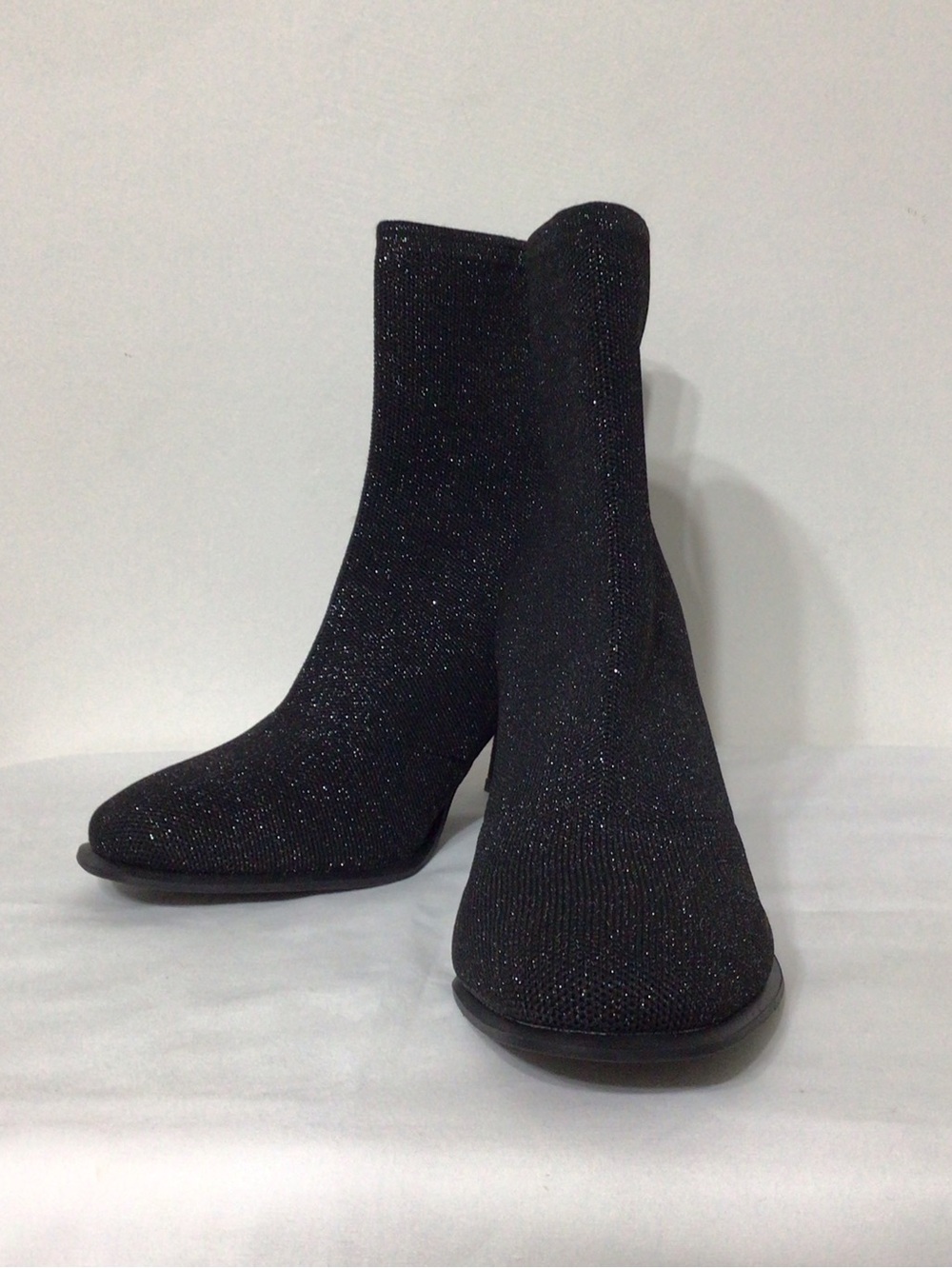 Mia Women's Black Sparkle Sock Ankle Boots